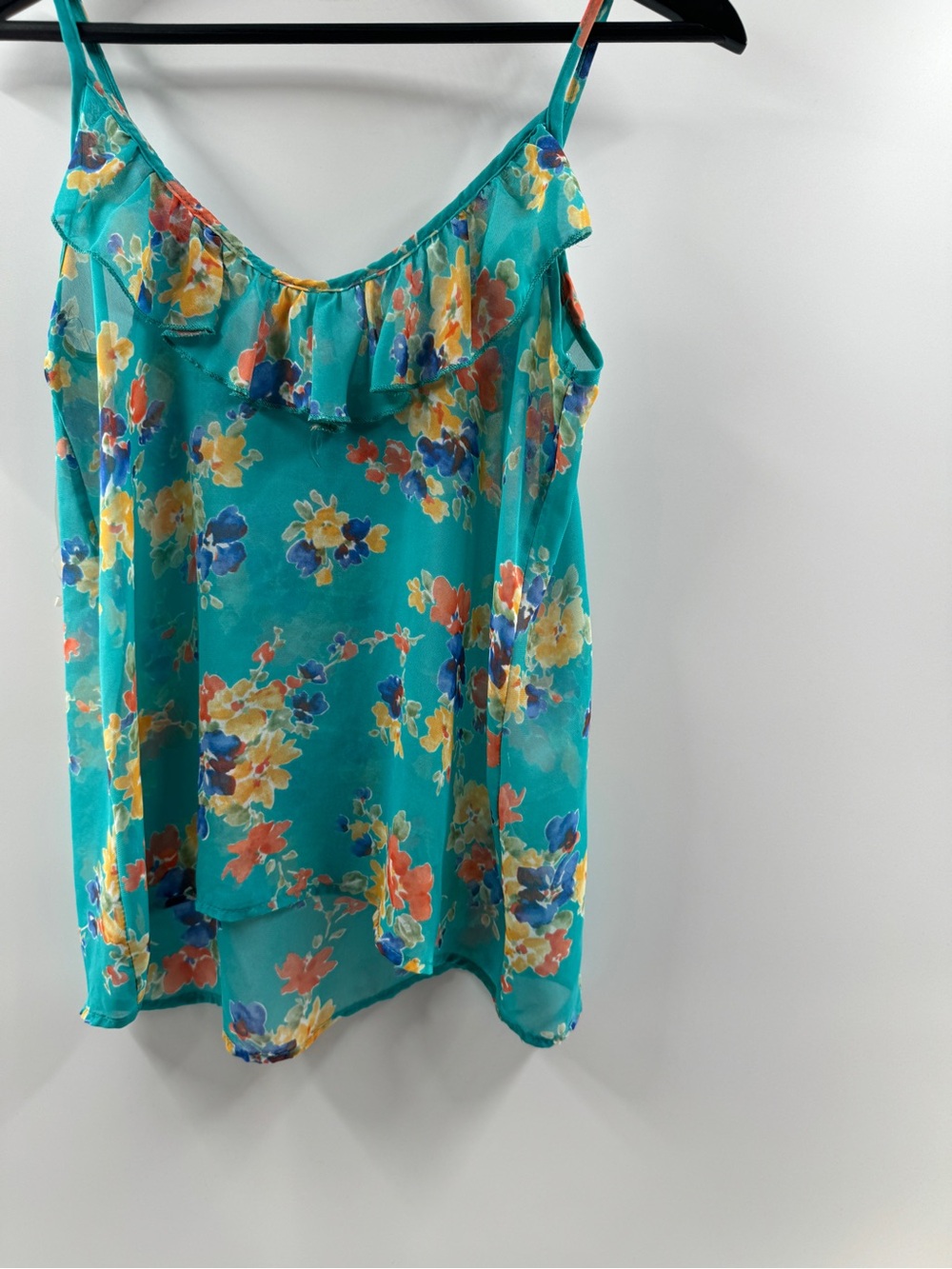 Francesca's Turquoise Floral Sheer Cami Tank Top – Women's Small - Picture 8 of 8